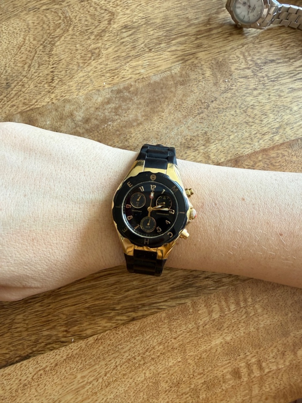 Black and gold Michele watch - Tahitian jelly bean watch
